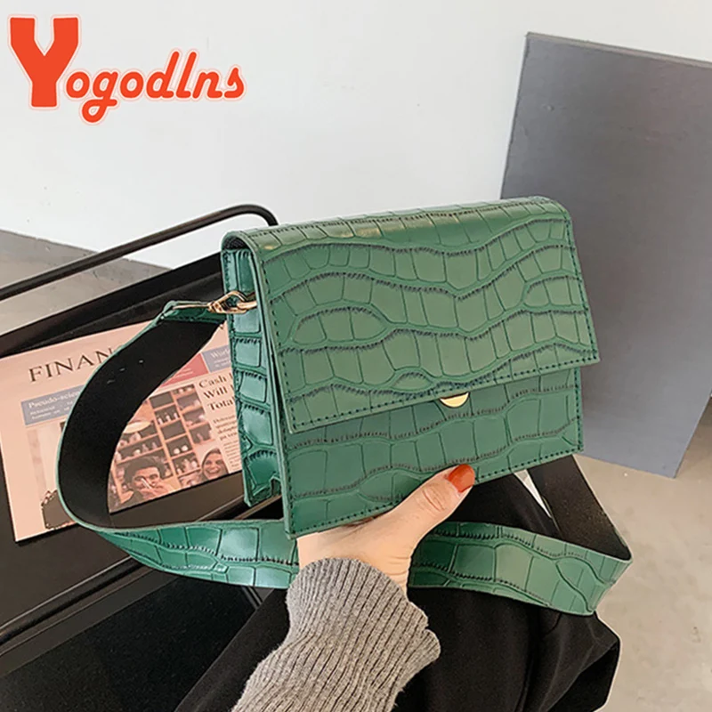 Yogodlns Alligator Pattern Crossbody Bag Female PU Leather Shoulder Bag Luxury Square Bag Designer Lady Messenger Handbag