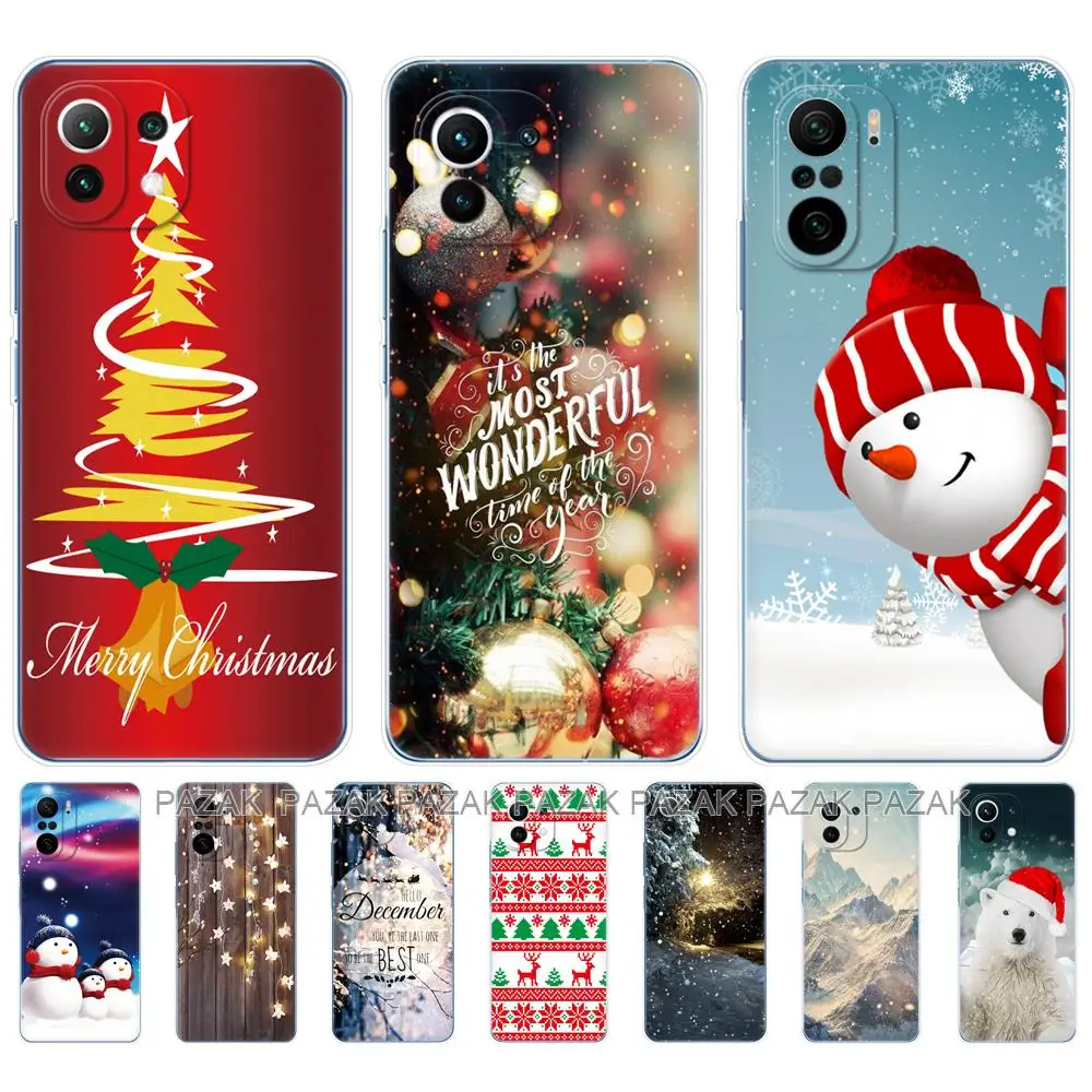 For xiaomi Mi 11 / Mi 11 Lite 5G NE 4G / Mi 11i / Mi 11 Ultra Case Cover For Xiomi Mi11Lite winter christmas snow tree new year