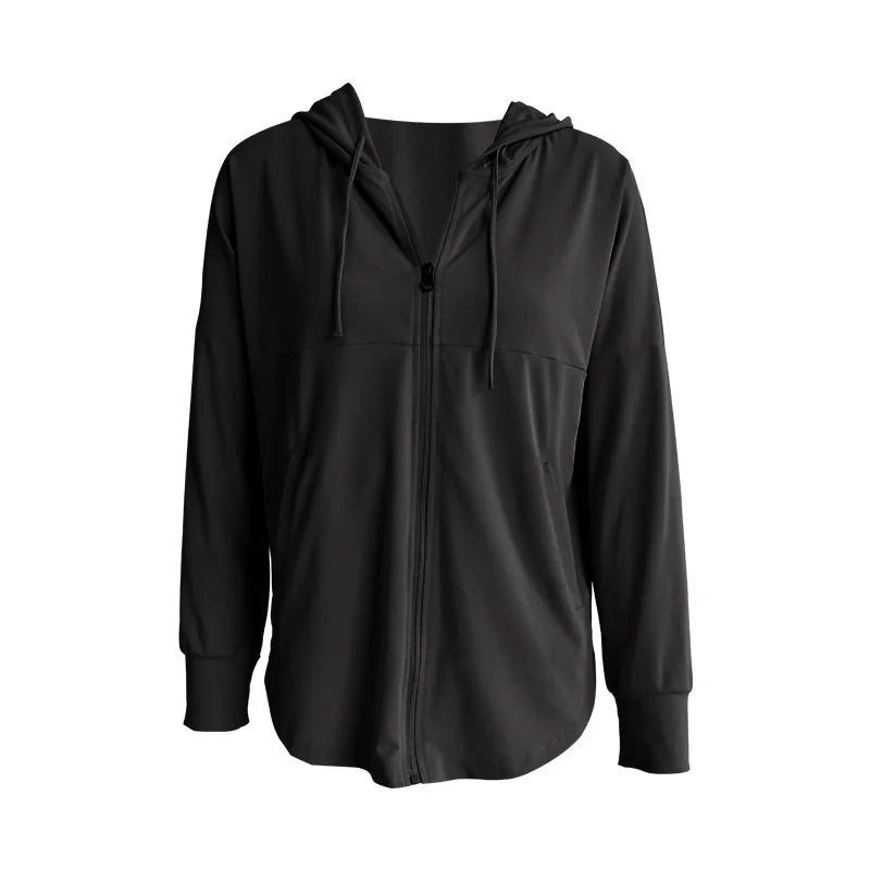 Summer Women Sports Jackets Thin Loose Zipper Yoga Hoodies Sun-Protective Fitness Jacket Running Tops Coat Gym Workout Outerwear