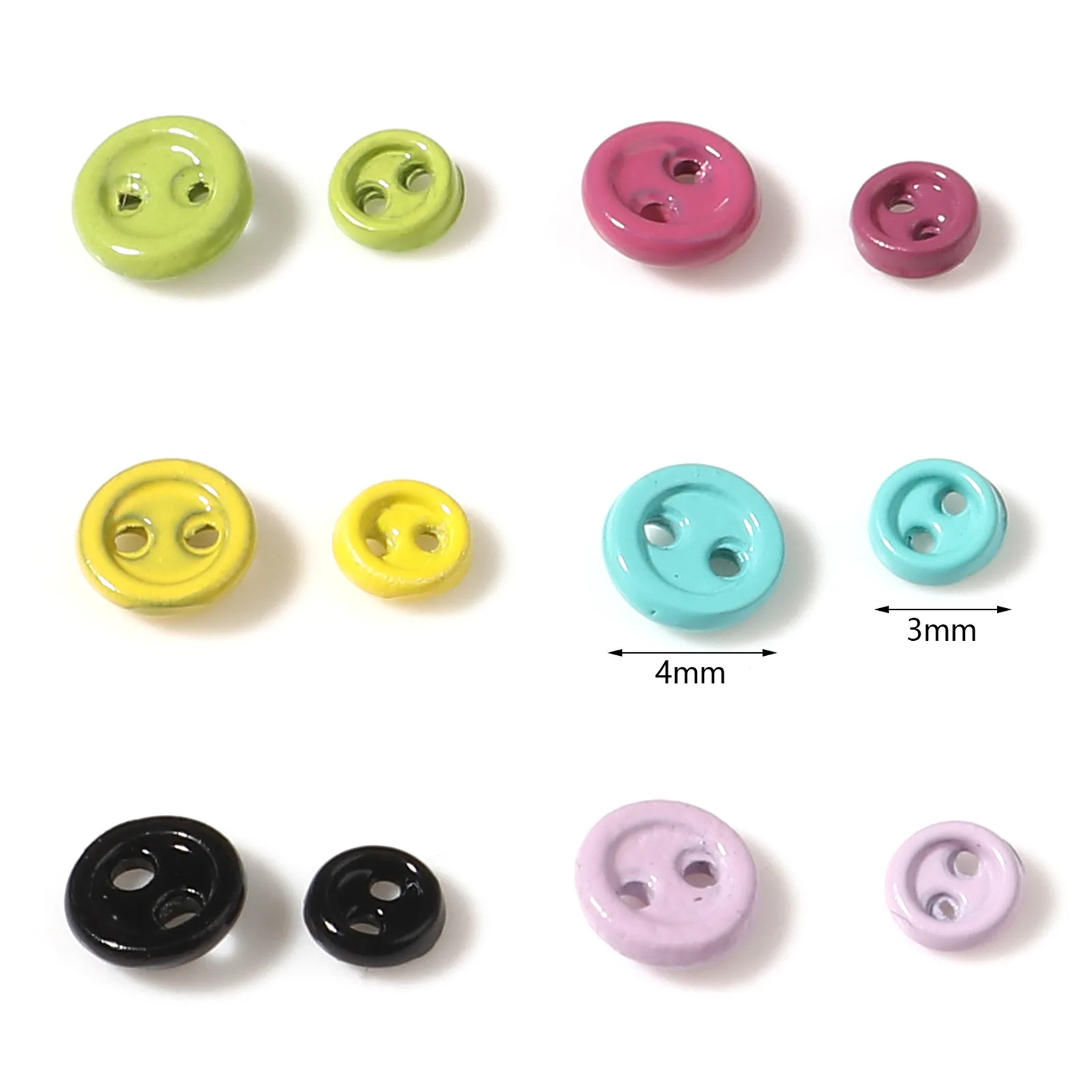 50pcs 2 Holes 3mm 4mm Mini Buttons For DIY Doll Clothes Round Candy Color Card Making Scrapbooking Buttons Sewing Accessories