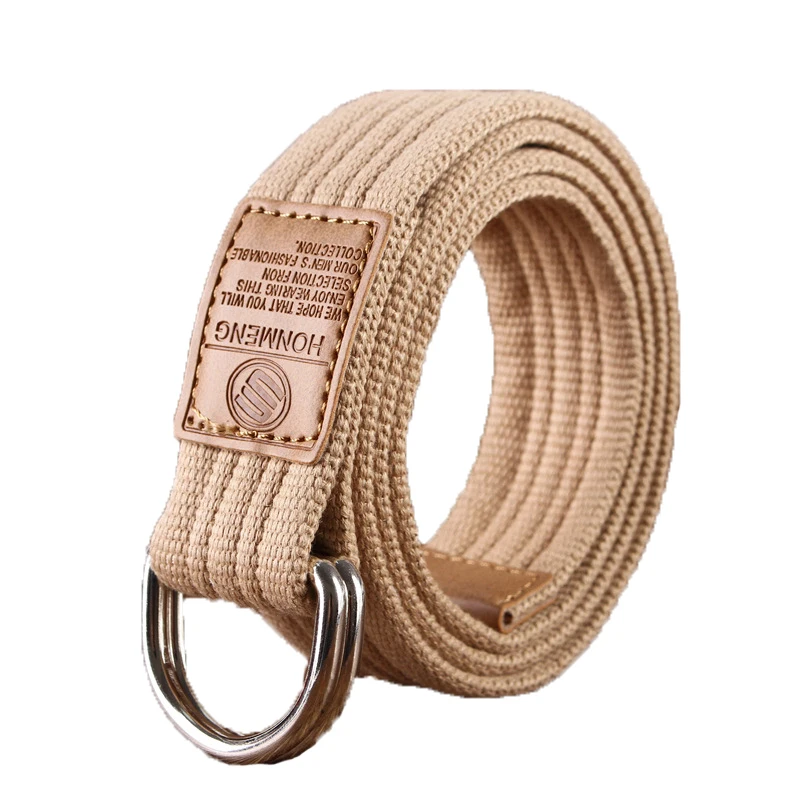 Fashion Women's Four Seasons Multi Color Double Loop Canvas Casual  D-Button Junior Students' Perforated Pants Men's Belt