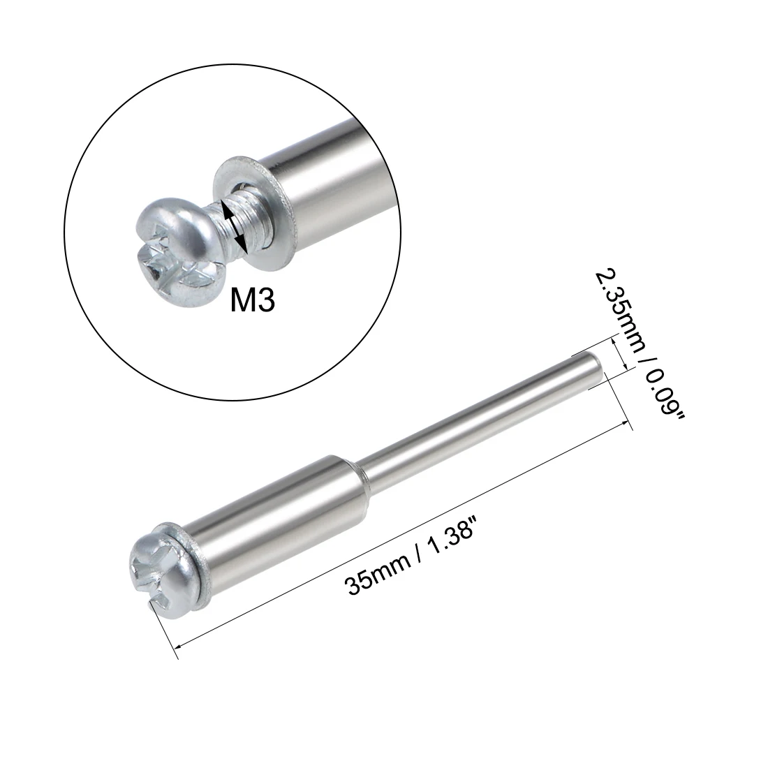 Uxcell-mandriles de tornillo de Rueda de corte, soporte de disco de corte de 2,35mm de diámetro, para herramientas rotativas compatibles, 10 Uds.