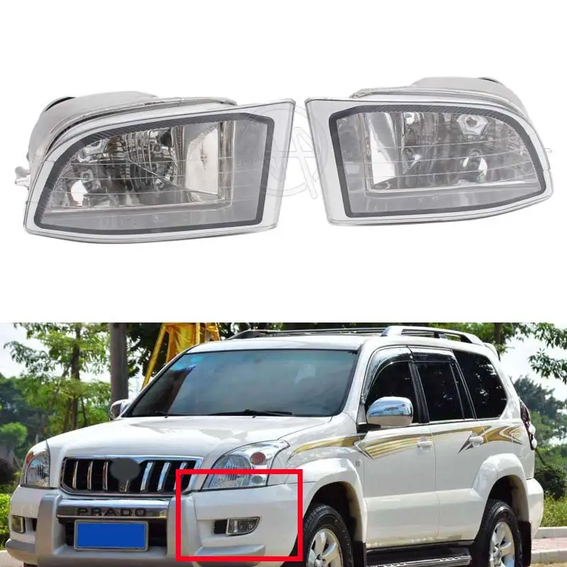 1pair Car Front Bumper Fog Light Fog Lamp DRL For Toyota PRADO 120 Series 2700 4000 LC120 2002 2003 2004 2005 2006 2007 2008