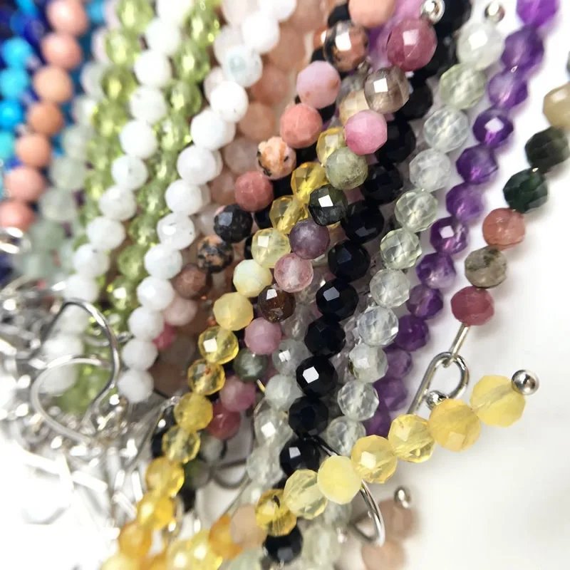 2024 New Natural Tourmaline crystal lapis lazuli stone 4mm faceted tassel earrings for Women Wedding Earing Fashion Jewelry Gift image 4