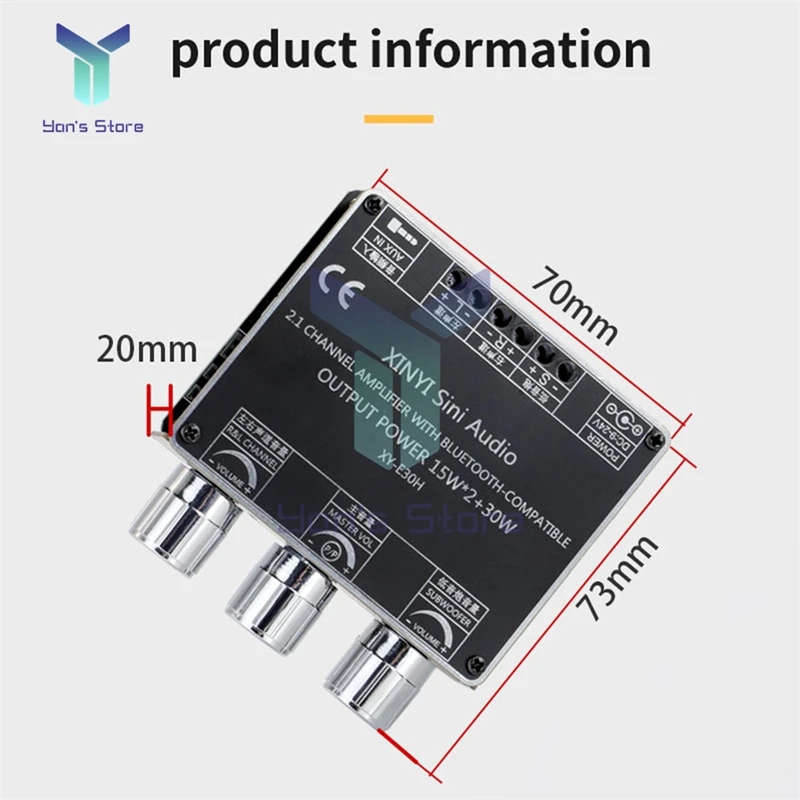 XY-E30H E30H 2.1 Kênh BLE Âm Thanh Bộ Khuếch Đại Công Suất Mô-đun Cao Âm Thấp Bass Siêu Trầm Âm Thanh Bộ Giải Mã