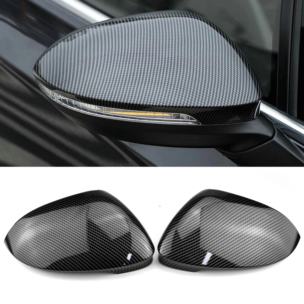 

ABS Carbon black mirror cover car rearview side mirror caps 1:1 Replacement For VW Volkswagen Golf 8 MK8 GTE GTD GTI R-line New