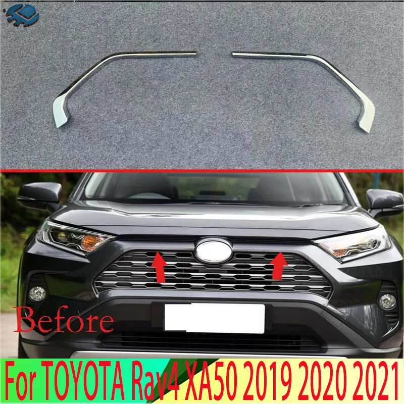 

Декоративные аксессуары для TOYOTA Rav4 XA50 2019 2020 2021, Хромированная передняя решетка из АБС-пластика, Центральная сетчатая отделка