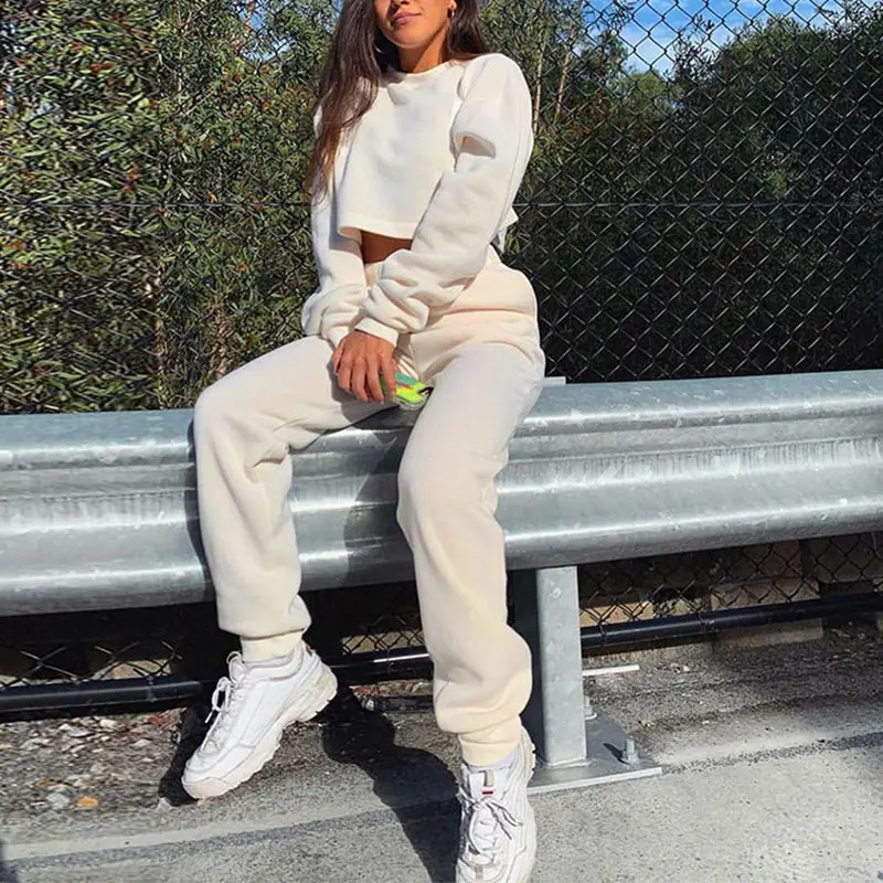 

Cropped Sweatshirt Women's Tracksuit Set Long Sleeve Pullover Jogger Pants Two Piece Sets Female Nice Autumn Lady Sportwear Suit