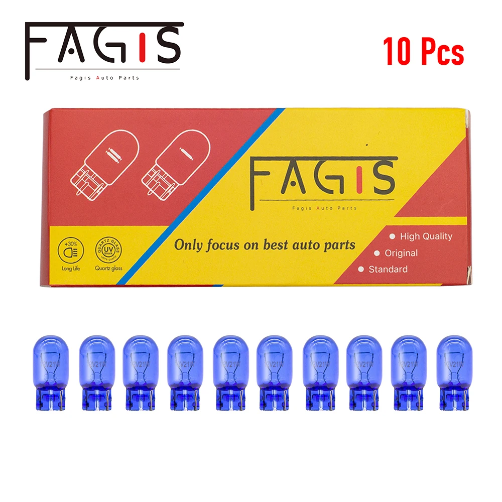 Fagis 10 Pcs 580 7440 7443 W21/5W W21W Super White T20 Natural Blue Glass Bulb 12V 21W Car Lamp Turn Signal Light  Warning Light