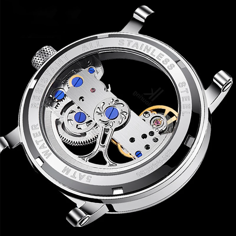 IK Colouring Automatic Watch for Men Mechanical Wristwatches Waterproof Stainless Steel Skeleton Relogio Masculino Clock