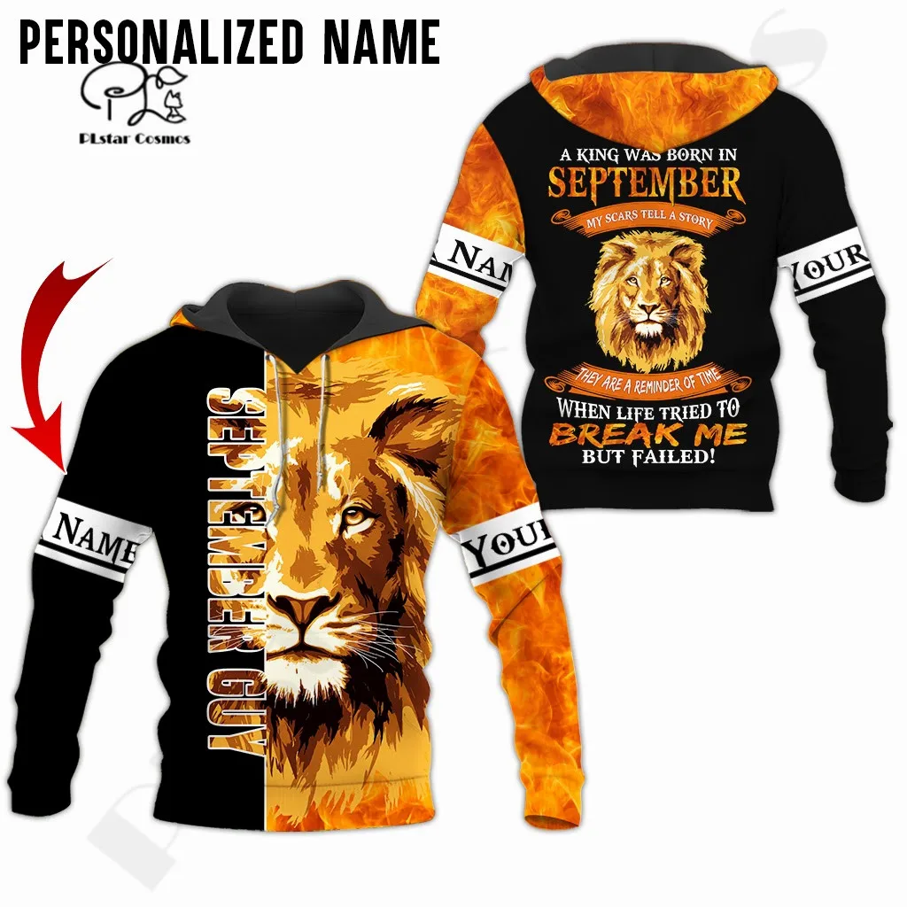 

PLstarCosmos 3DPrint Newest Lion Personalized Name September Birthday Gift Boy Streetwear Funny Unique Hoodie/Sweatshirt/Zip 2