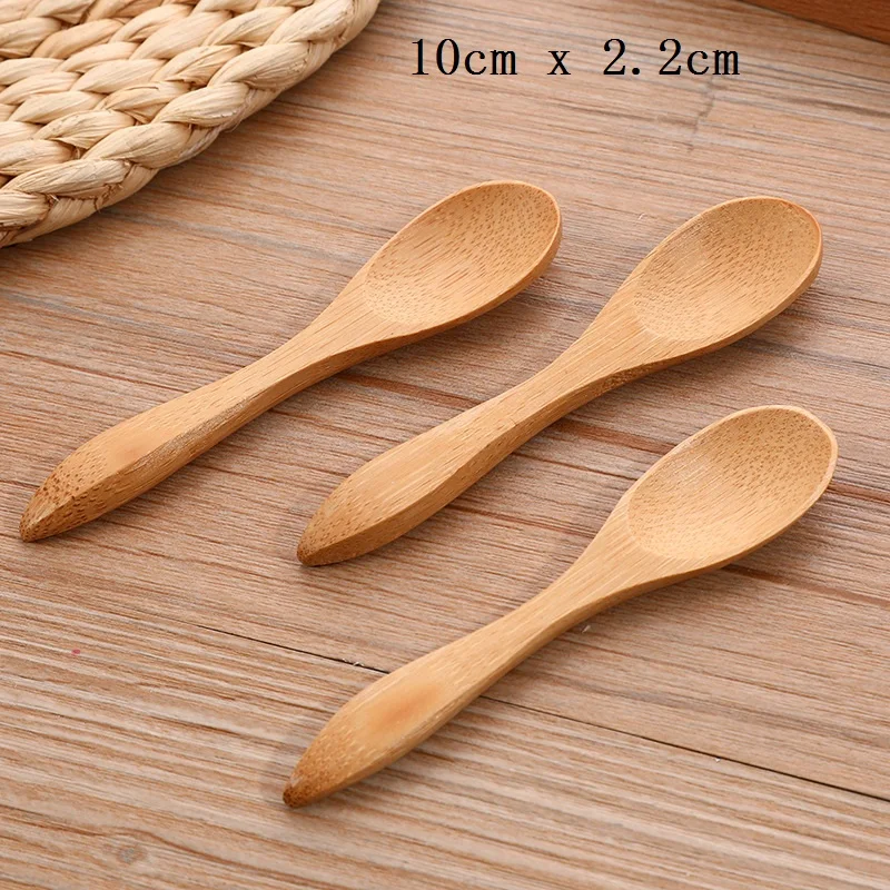 500Pcs/Lot 9cm 10cm Mini Bamboo Spoons Dessert Ice Cream Honey Spoon Baby Spoons Wholesale LX3460