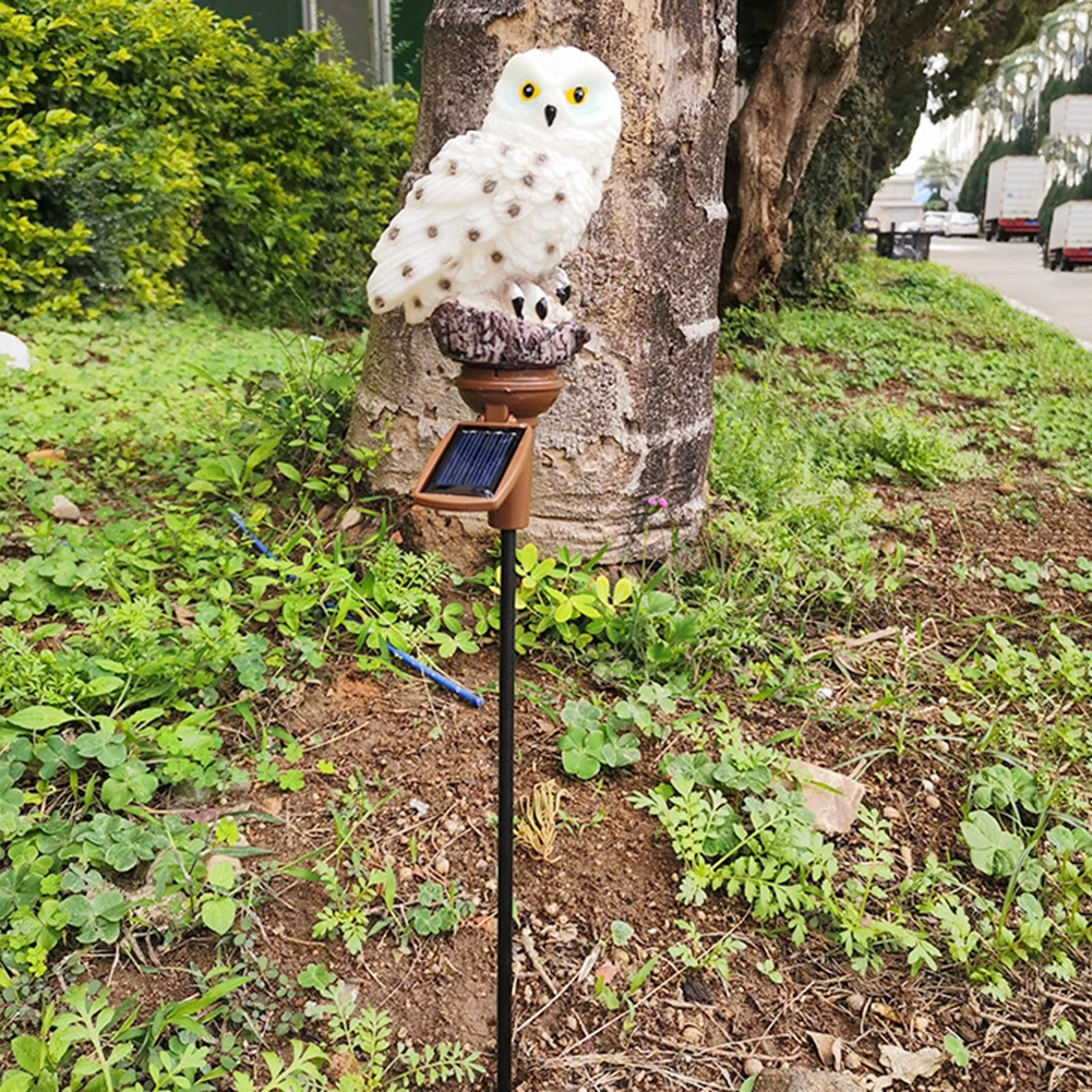 Luz LED Solar para porche, lámpara de simulación de búho para exteriores, estacas impermeables para jardín, decoración del patio del hogar, 2 piezas