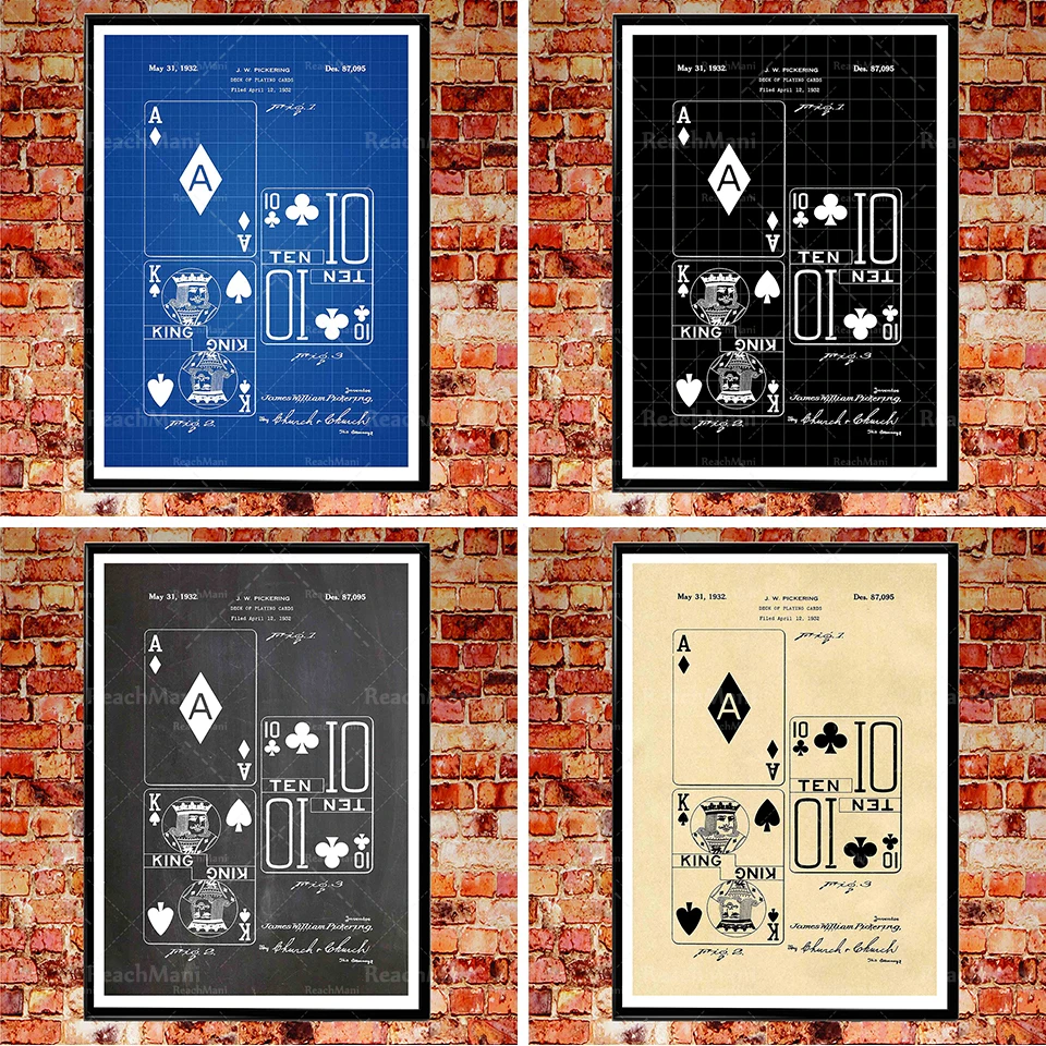 Solitaire Invention Patent Print Game Room Decor Poster - Wall Art for Gamers And Puzzle Lovers