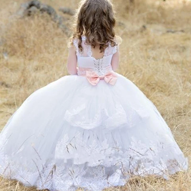 

Pageant Cute Flower Girl Dresses for Wedding Lace Princess Formal Dresses for Little Girls Holy Vestidos De Primera Comunion