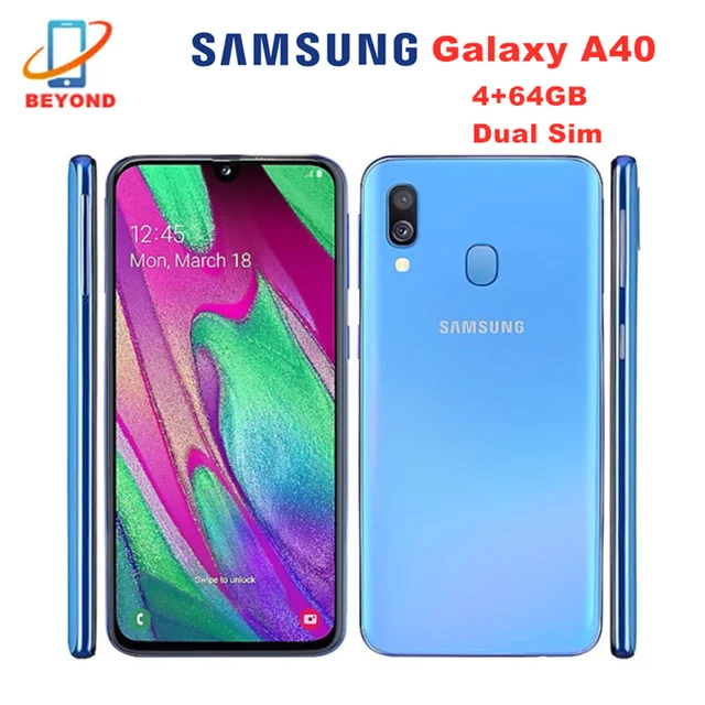 Samsung-Galaxy a40 duos a405fn/ds,デュアルSIMカード,4GB RAM,64GB  ROM,グローバルバージョン,5.9インチ,オリジナルNFC - AliExpress