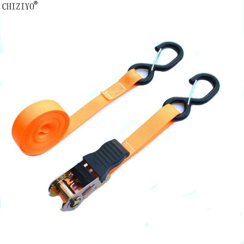 5m Portable Luggage Trailer Strap with Ratchet S-Hooks Heavy Duty Cargo Tie Down for Hauling Trucks Motorcycle