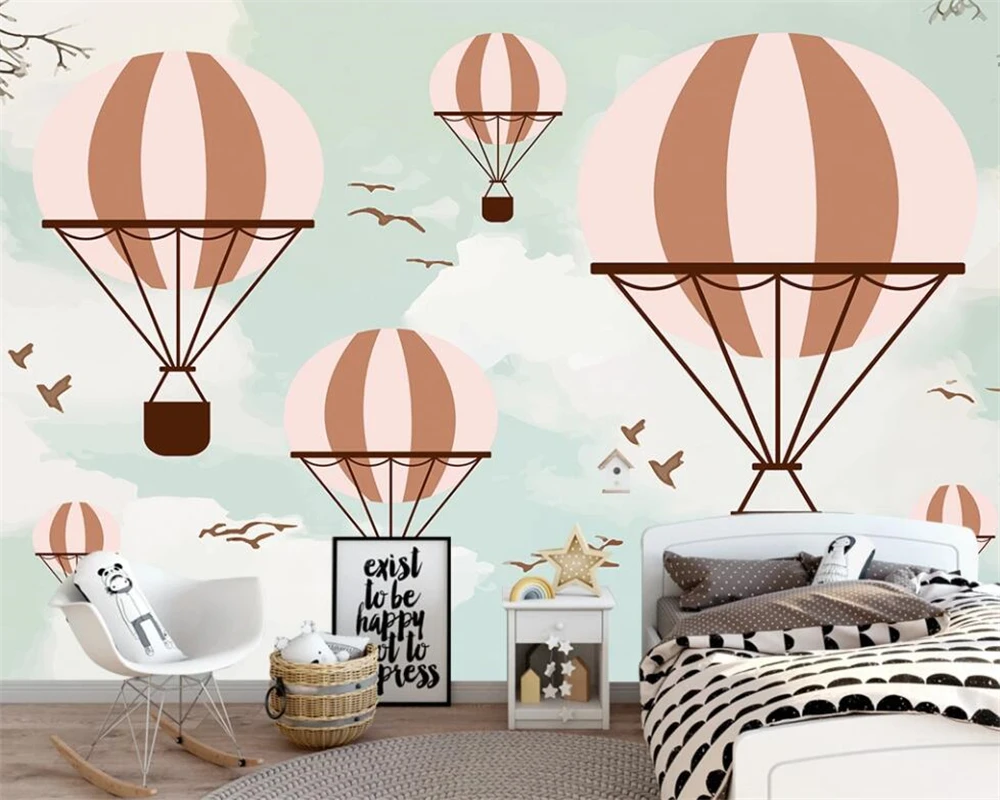 

Customized modern fashion stereo 3d wallpaper Cartoon hot air balloon children's room background wall papers home decor