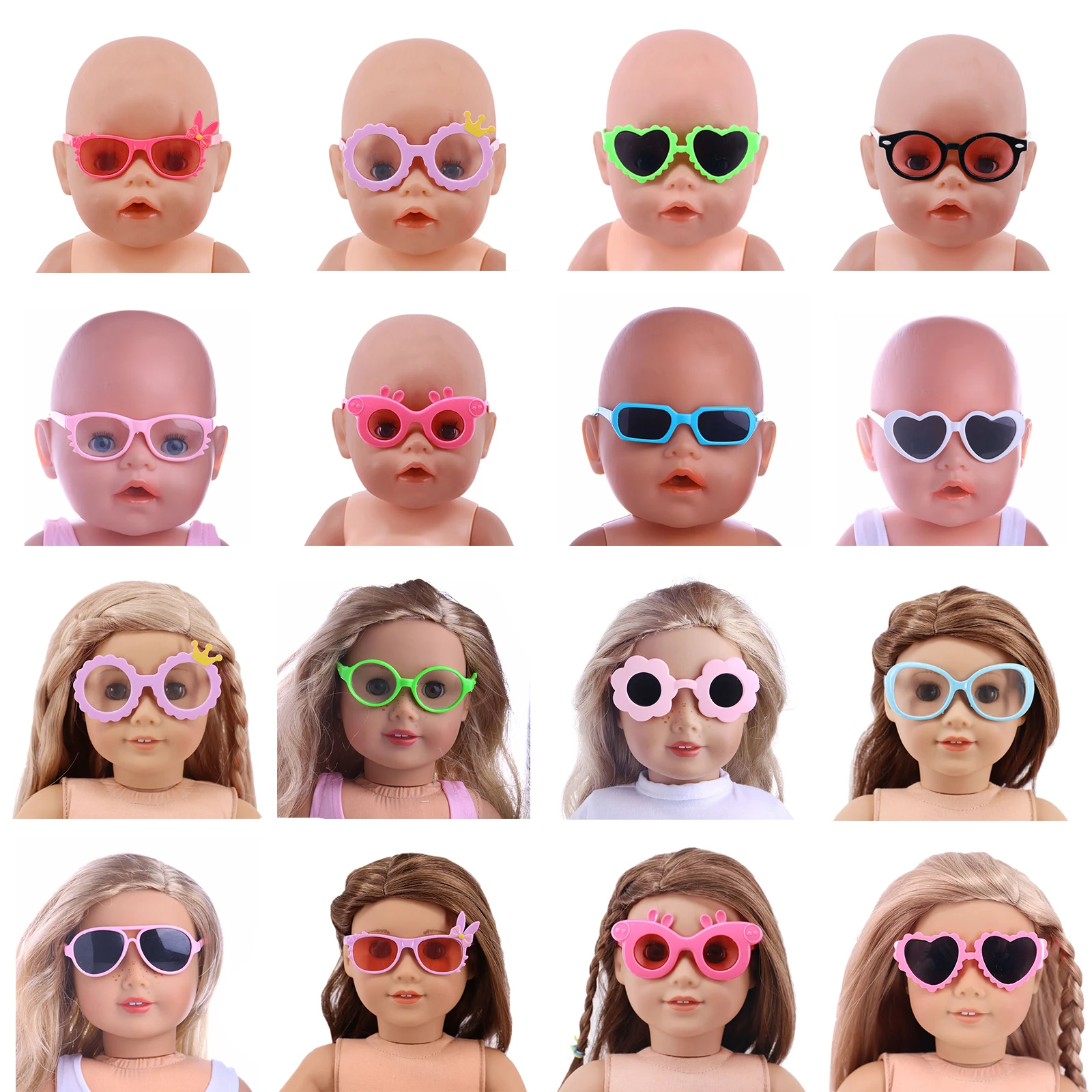 10 pçs/set boneca bebê óculos de sol caber 18 Polegada americano da menina & 43cm bebê recém-nascido boneca zaps geração menina olhos para brinquedos