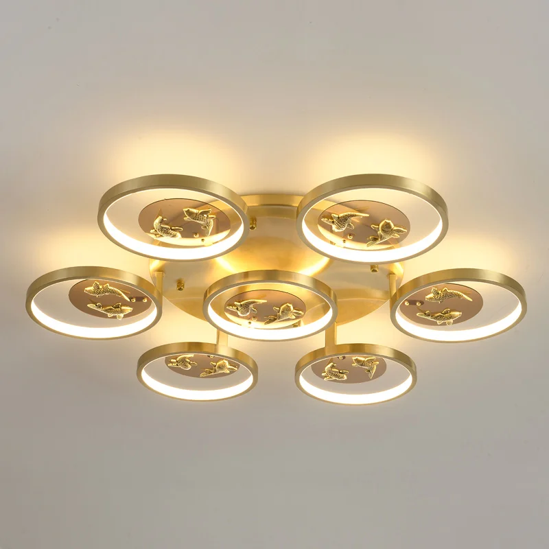 LED Ceiling Light Modern Chinese Copper European Home Lamp Lighting for Living Dining Room Bedroom