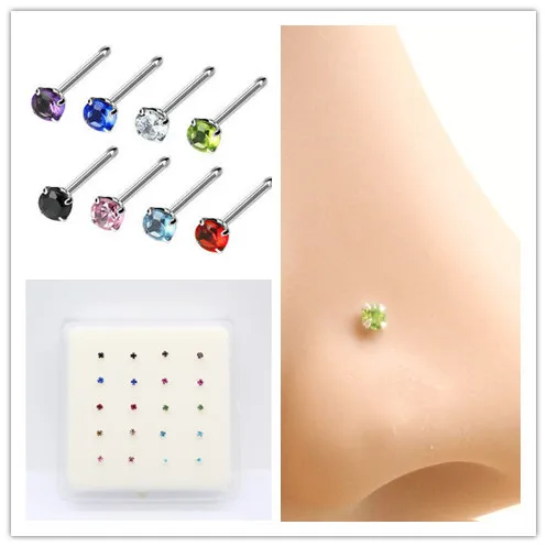 20 Pcs/Set 925 Sterling Silver Fine Nose Piercing Jewelry Classic 1.5mm Nose Stud Pircing Nariz Plata