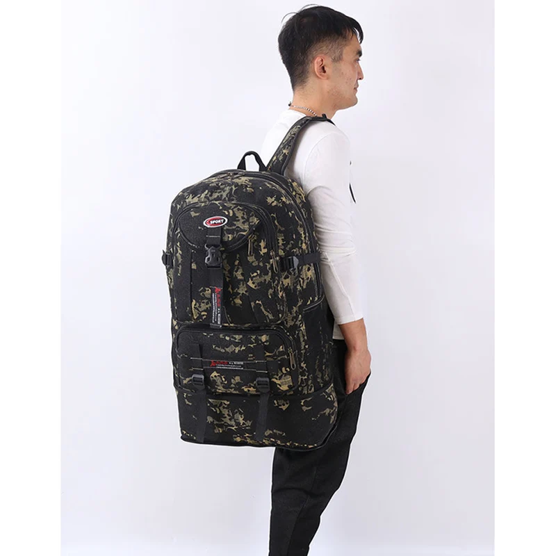 Wear-resistant Casual Men's Backpack Canvas Material Multifunctional Large-capacity Outdoor Mountaineering Travel Student Bag