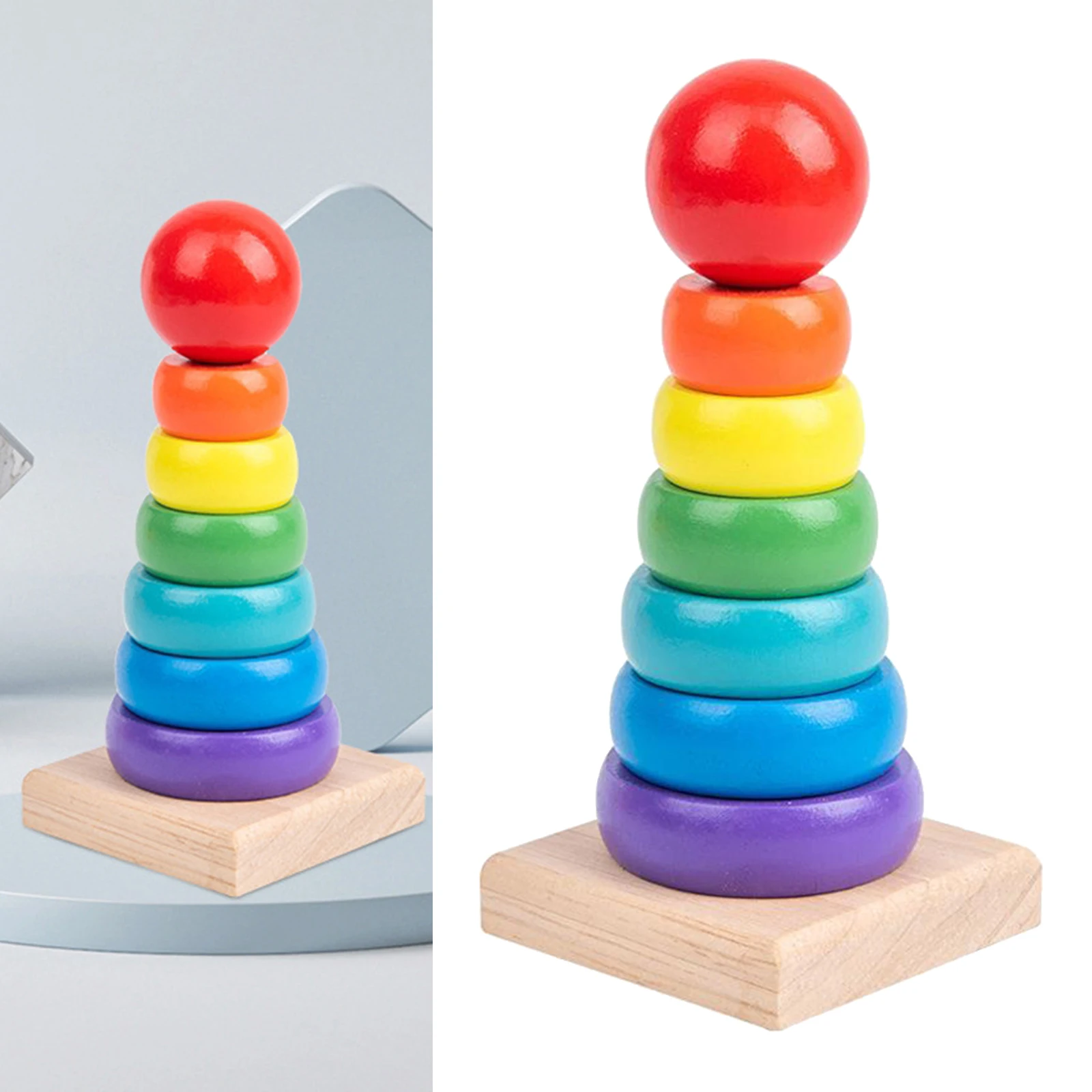 Baby Stacking Turm Farbige Regenbogen Stacking Ring Turm Spielzeug Frühe Pädagogische Intelligenz Spielzeug Kinder Geburtstag Weihnachten Geschenk