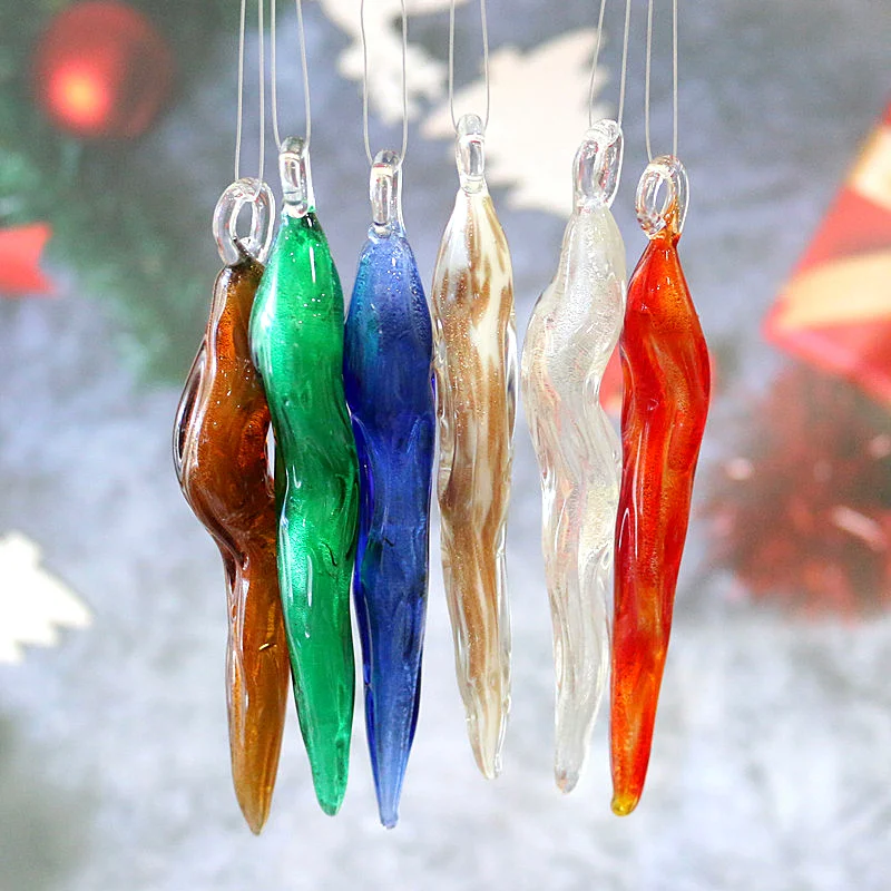 

DIY 11cm Christmas Decoration For Home Hanging Simulation Glass Ice Icicle Ornament Silver Foil Craft Pendant New Year Gift Noel