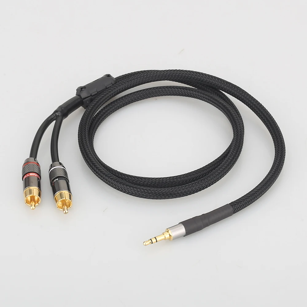 A53+XW60 HiFi cable audio RCA cable Audio signal wire plug 3.5mm straight aux plug convert two RCA plug