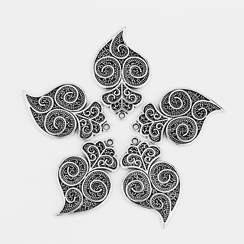 5pcs Antique Silver Color Heart Metal Charms Pendant for DIY Earring Neckalce Bracelet Jewelry Making Findings Accessorie