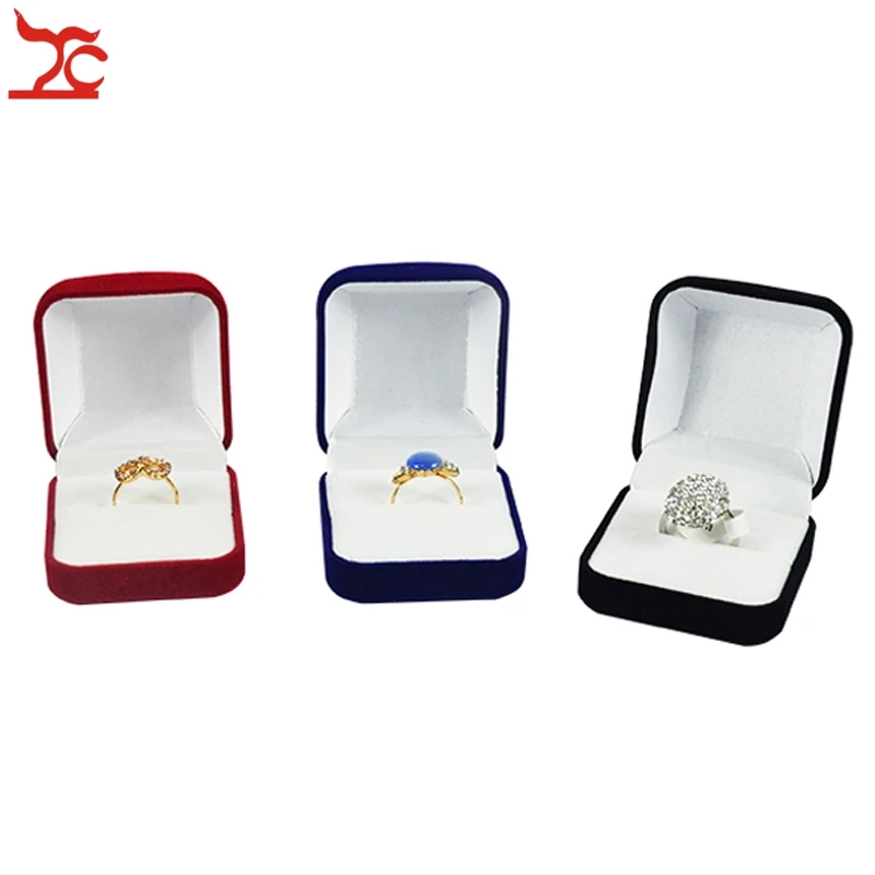 Retail Black/Red/Blue 4 Color Available  Blocked  Wedding Jewelry Earring Ring Storage Box Ring Earring Gift Package Box