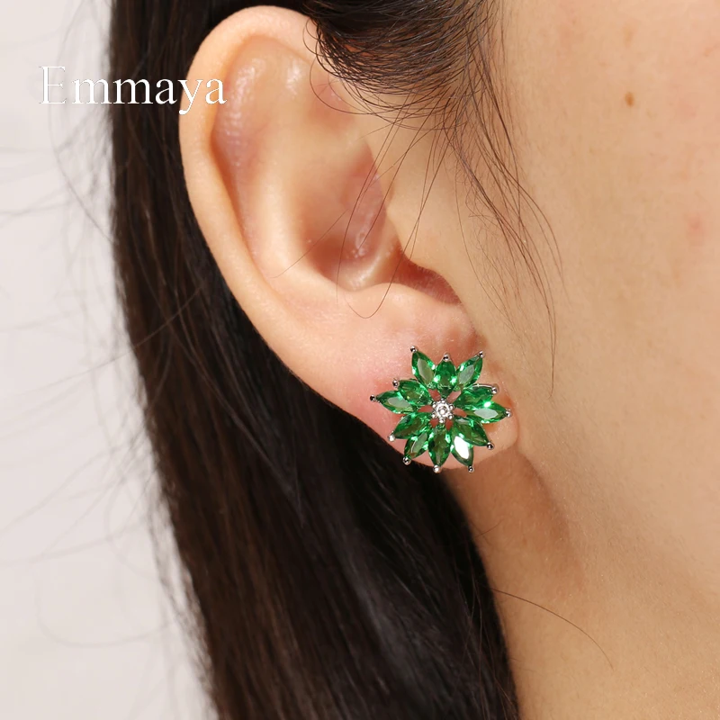 Emmaya New Arrival Fashion Statement Shiny Flower Shape Earring Muliticolors Choice Women Party Fascinating Jewelry