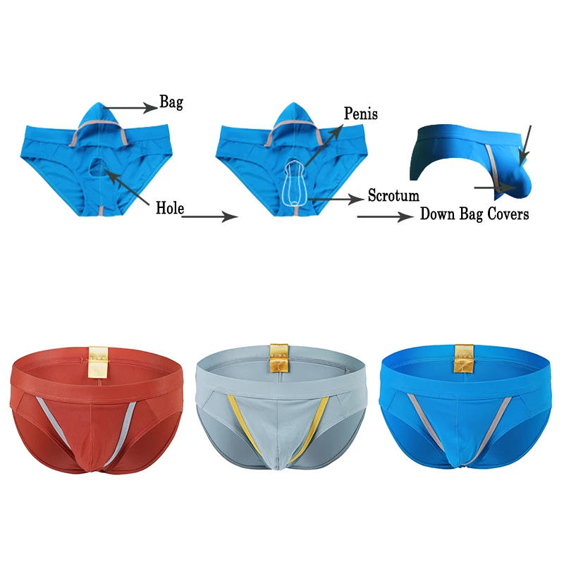 Sexy Lingerie Mens Underwear Briefs Men Open Front Pouch Hole Hollow Out Panties Tanga Underpants