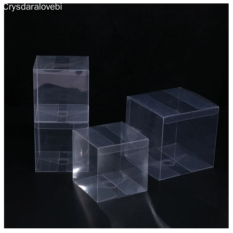 50pcs PVC Clear Transparent Candy Gift Box Birthday Wedding Favor Holder Chocolate Candy Boxes Event Sweet Candy Bags /Jewelry