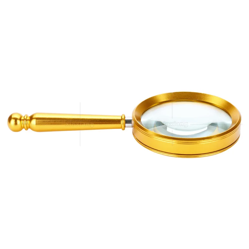 8 vezes de metal cheio banhado a ouro fosco lente de vidro óptico high-end presente lupa família handheld lupa