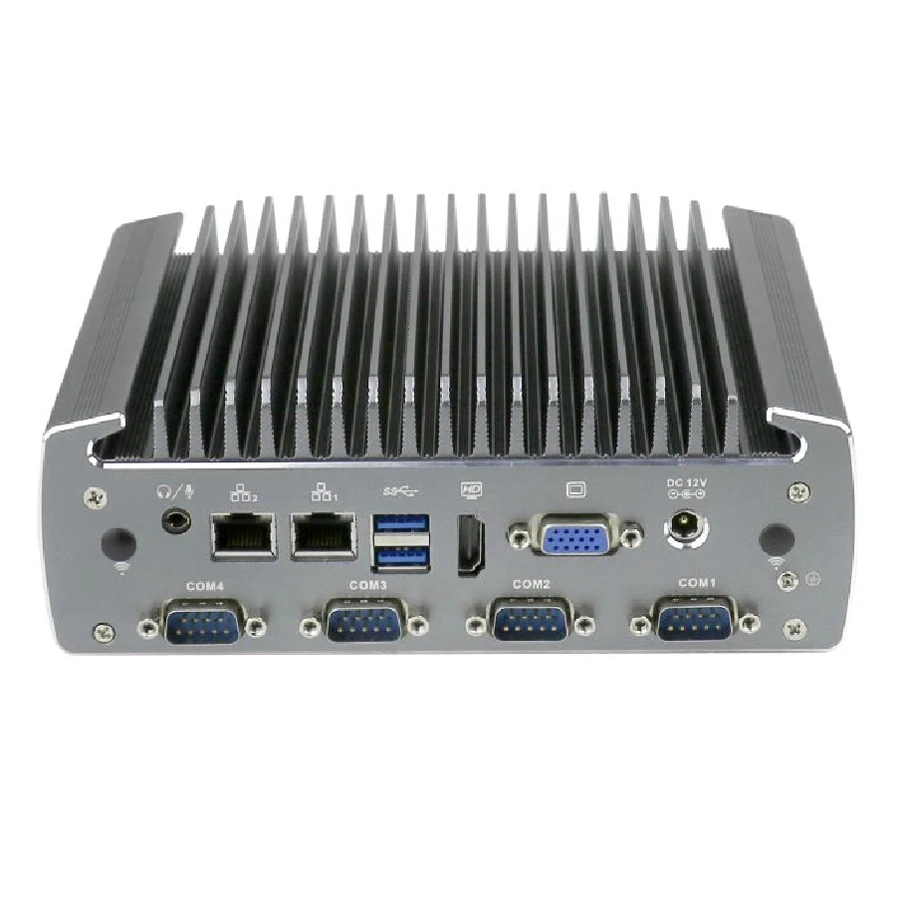 Mais novo fanless mini pc com 6 * com rs232 hdmi vga 2 * usb3.0 intel duplo núcleo i7 6500u i5 6200u celern 3855u mini computador htpc