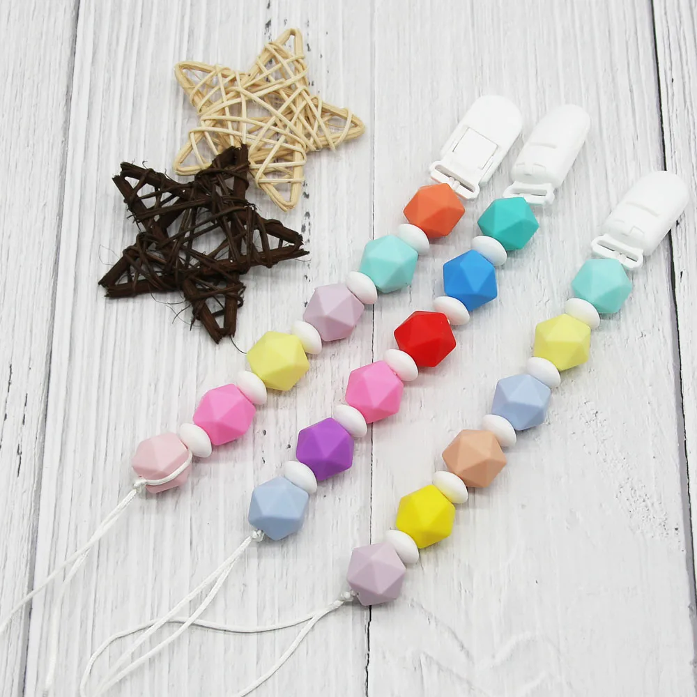 

Cute-idea Pacifier Clips Chain 1set Teether Pendant DIY Necklace BPA Free Food Grade Silicone Beads Baby Teething Chewable Toys