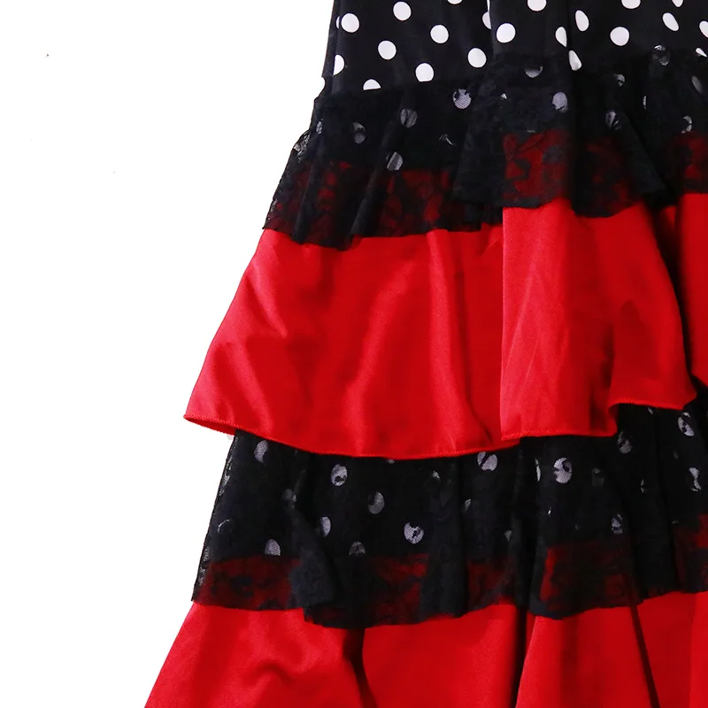 Traditional Spanish Flamenco Dance  Dress For Girls Classic Flamengo Gypsy Style Skirt Bullfight Festival Ballroom DTT28