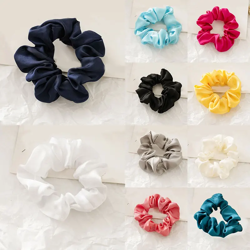 2021 New arrival Fashion women lovely satin Hair bands bright color hair scrunchies girl\'s hair Tie Accessories Ponytail Holder