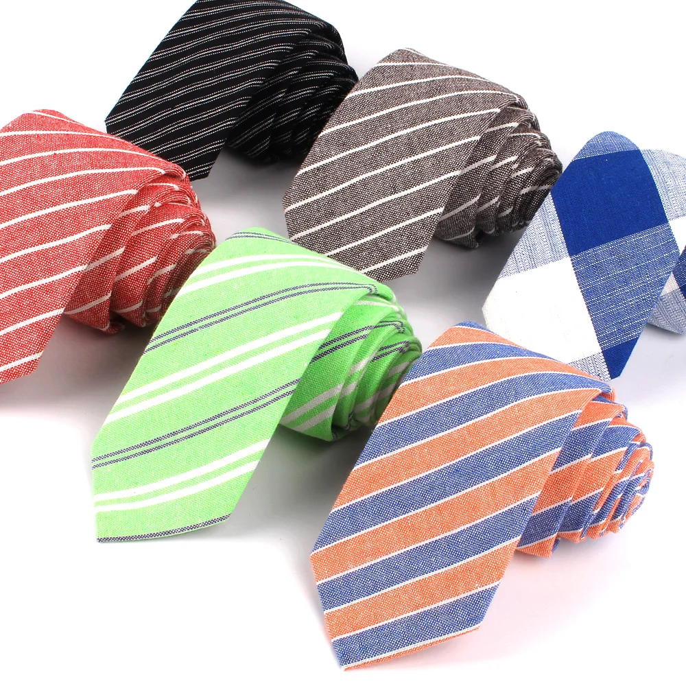 New Cotton Tie For Men Green Striped Neck Tie For Wedding Business Suits Classic Skinny Ties Slim Men Nicktie Adult Gravatas