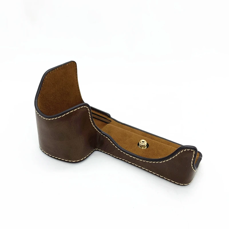 แบบพกพา PU กล้องหนังครึ่งฝาครอบสำหรับ SONY A6600 เปลือกป้องกันแบตเตอรี่