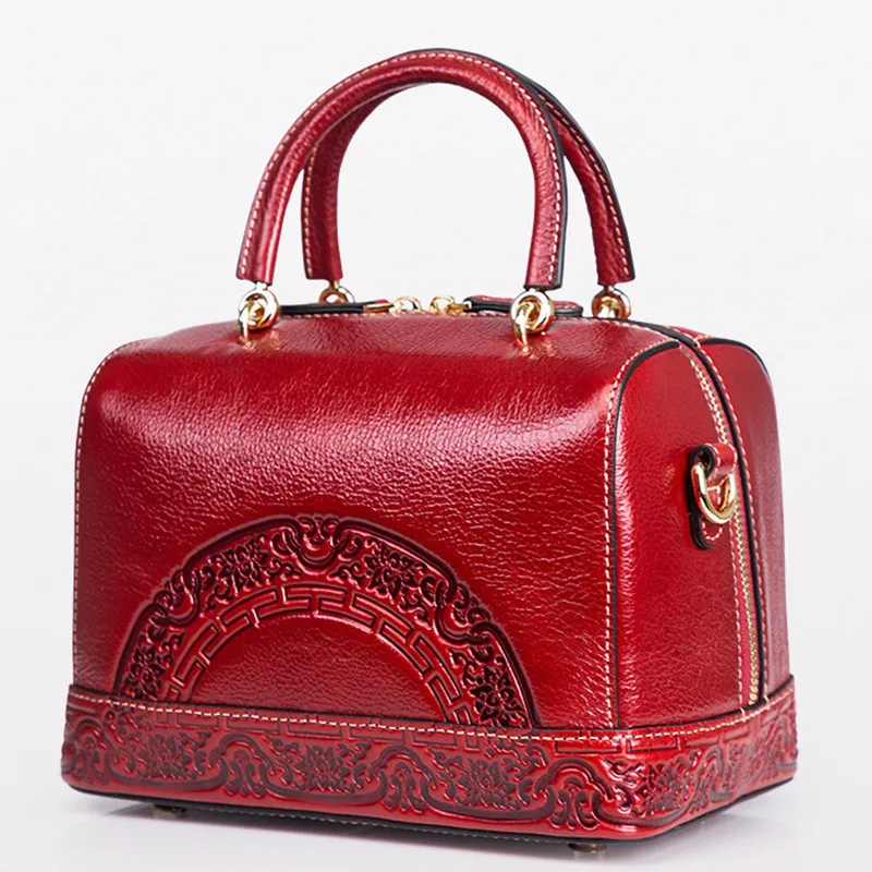 Chinese Style Genuine Leather Box Doctor Female Shoulder Bags 2023 Women\'s Brand Crossbody Handbags For Women Luxury Designer