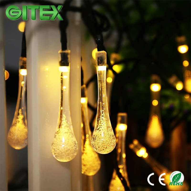 

30 LED Water Drop String Fairy Light Waterproof Solar String Light Outdoor Holiday Christmas Party Decorative Solar Lamp