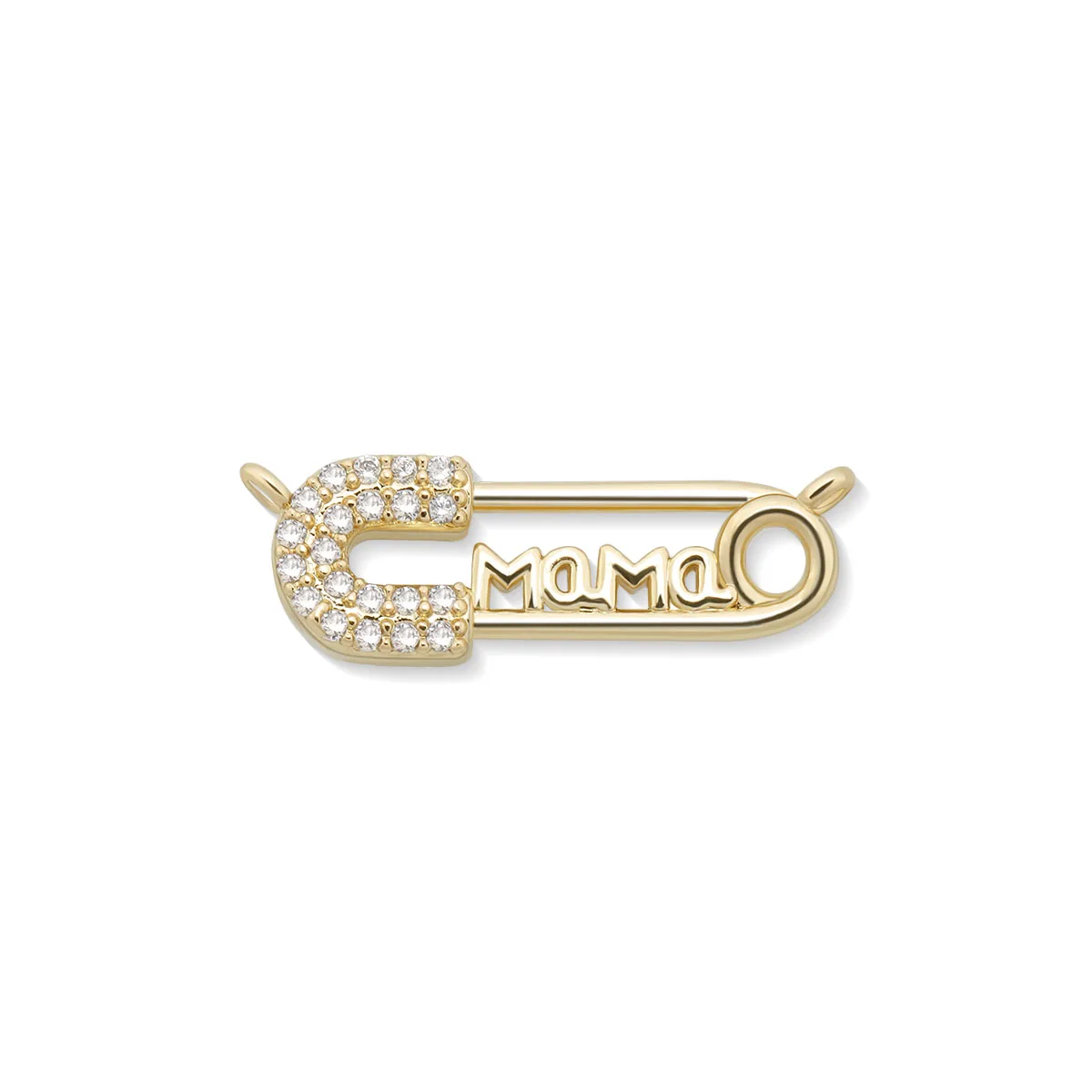 Cubic Zirconia Stones Gold-plated Rhodium Brass Safety Pin Connector Charm For Necklace Bracelet Makings CZ Copper Jewelry DIY
