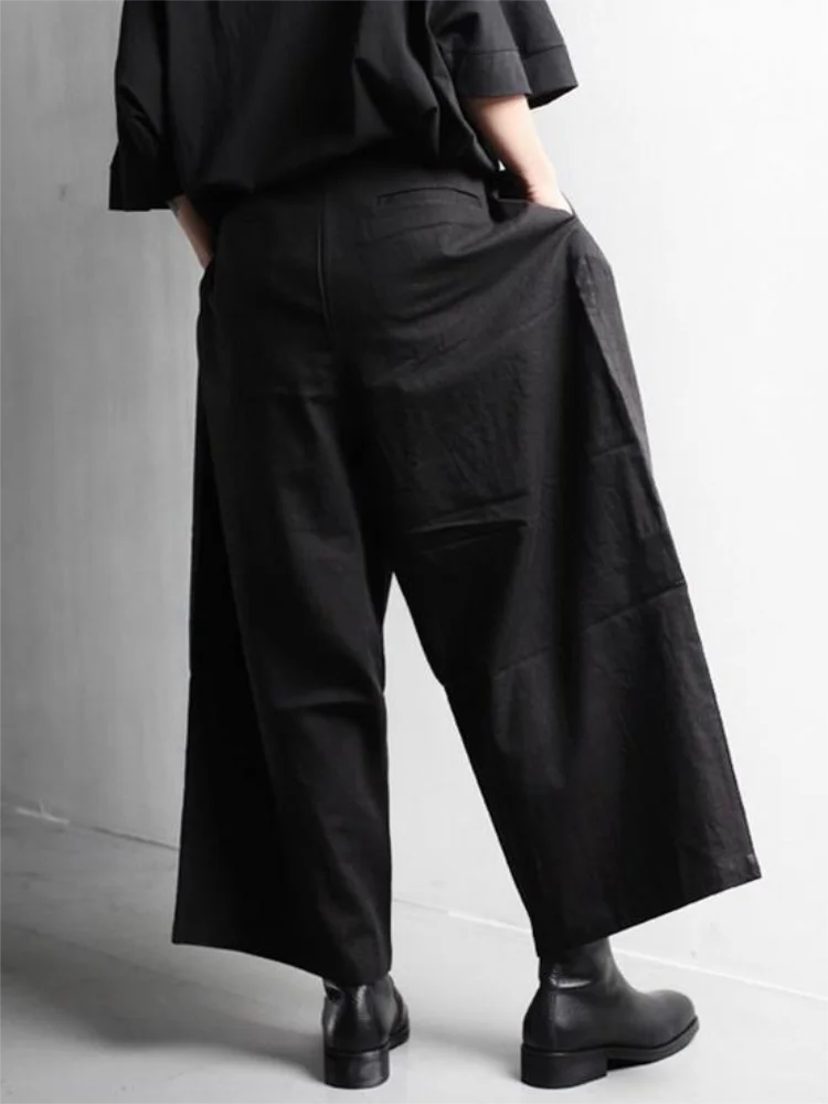 Men Wide Leg Pants Spring And Summer New Dark Department Personality Pull Rope Design Fashion Leisure Loose Pants
