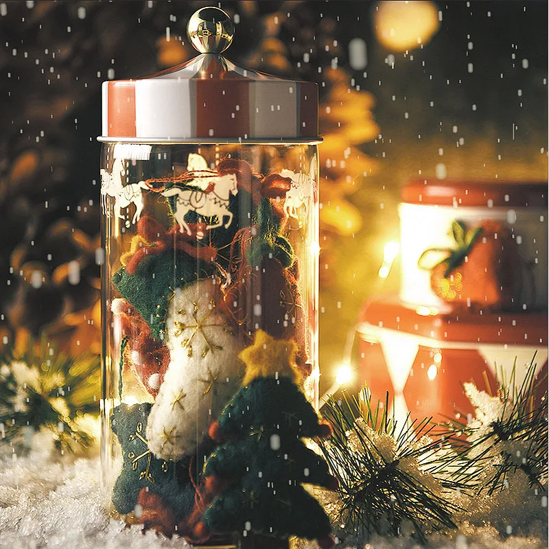 Sealed Storage Jar Glass Transparent Coffee Bean Grain Container Set Christmas Moisture-proof Jar Carousel Glass Foods Bottle