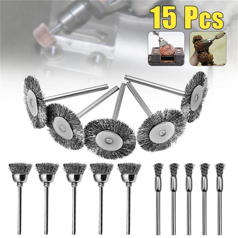 10 Cái/bộ 22Mm Dây Thép Không Gỉ Bánh Bàn Chải Dụng Cụ Dremel Rotary Cho Máy Khoan Mini Đánh Bóng Dremel Phụ Kiện Dremel