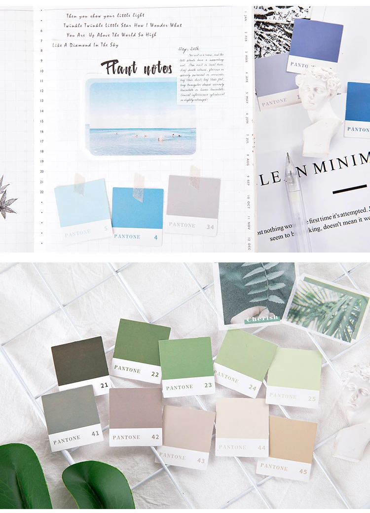 45pcs Pantone Stickers Set 44mm Mini Color Card Sticker Label Tag Decoration Seal Journal Diary Book School Student Gift A6398