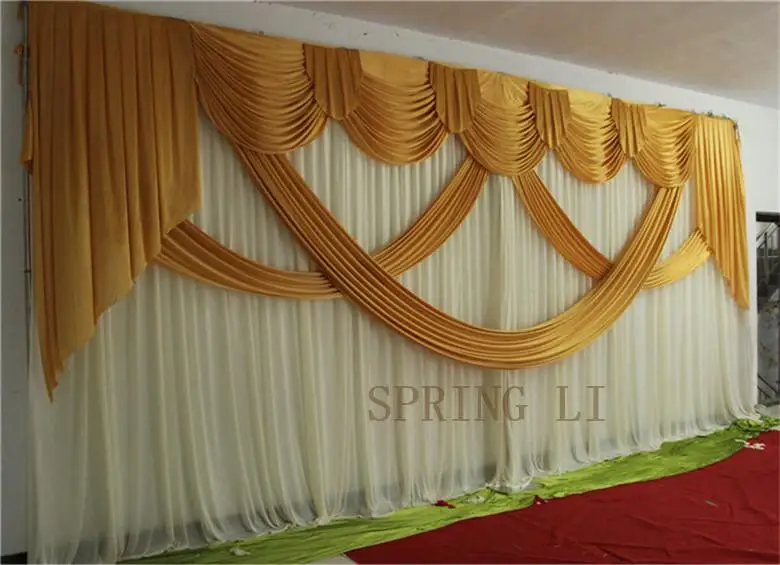 

NEW Designed Wedding Backdrops with luxurious Gold Swag for Wedding Decorations 3m*6m free shipping