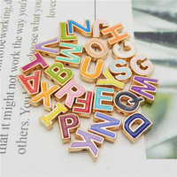 Julie Wang 26PCS/Set A-Z Enamel Letters Beads Colorful English Alphabet Spacer Bead Bracelet Jewelry Making Accessory